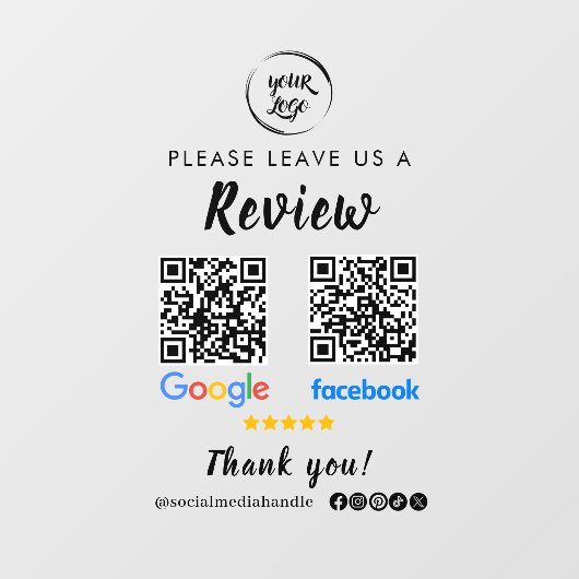 QR Code Google Reviewen Facebook Business Review Raamsticker (Vel)