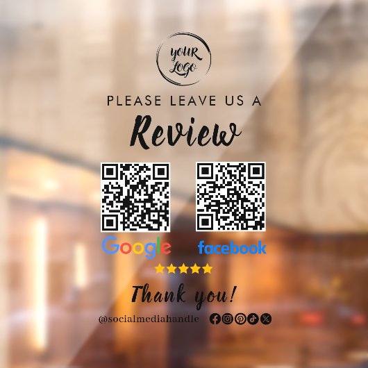 QR Code Google Reviewen Facebook Business Review Raamsticker (Vel 2)