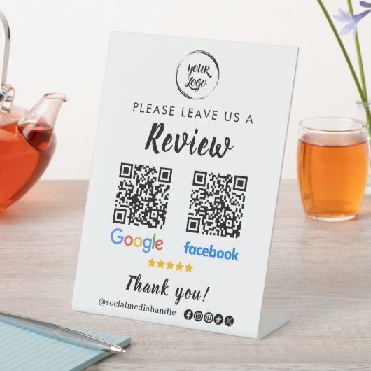 QR Code Google Reviewen Facebook Business Review Reclamebord Met Voetstuk (Insitu)