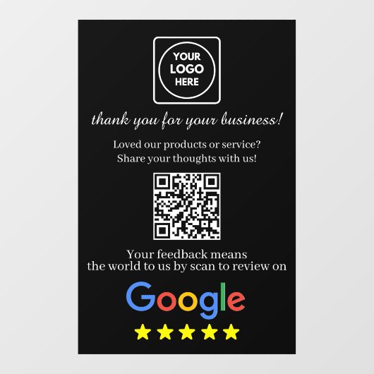 QR Code Google Reviews Logo AI deur bord Raamsticker (Vel)