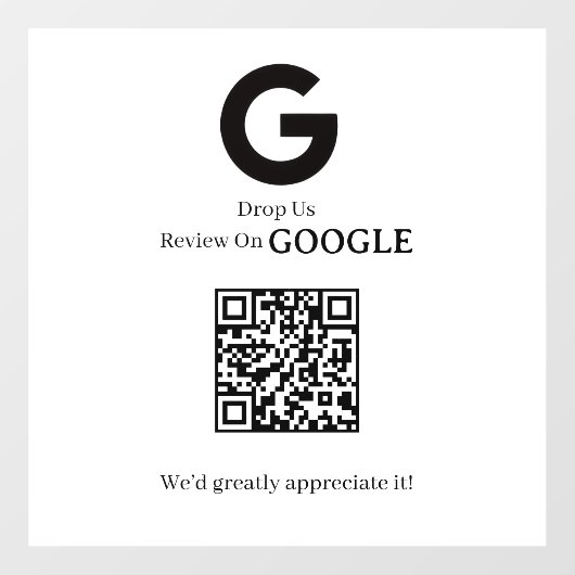 QR-code | Google Reviews Zakelijk Displaybord Raamsticker (Vel)