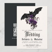 QR Code Gotische Vleermuis Diep Amethist Paarse Ro Kaart (Voorkant / Achterkant)