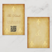 QR CODE  goud Franse vloour de lis details Informatiekaartje (Voorkant / Achterkant)