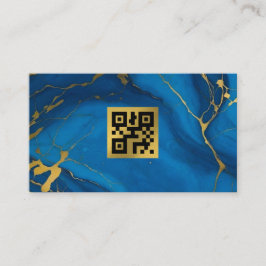 QR code goud glitter blauw marmer Visitekaartje