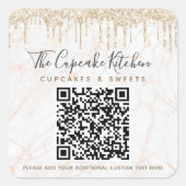QR Code Goud Glitter Marmer Druppels Zakelijke Naa Vierkante Sticker (Voorkant)