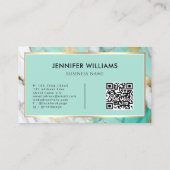 QR Code Goud Groen Marmer Elegant Modern Visitekaartje (Achterkant)