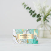 QR Code Goud Groen Marmer Elegant Modern Visitekaartje (Staand voorkant)