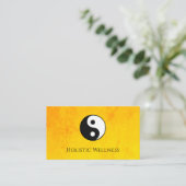 QR code Goud Holistische Wellness Yin Yang Visitekaartje (Staand voorkant)