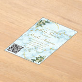 QR Code Goud Marmer Acryl Baby shower Uitnodiging (Laagn)