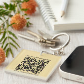 QR Code Goud Modern Elegant Vierkant Eenzijdig Sleutelhanger (Voorkant Rechts)