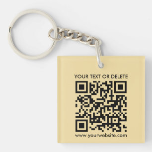 QR Code Goud Modern Elegant Vierkant Eenzijdig Sleutelhanger