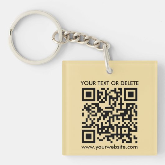 QR Code Goud Modern Elegant Vierkant Eenzijdig Sleutelhanger (voorkant)