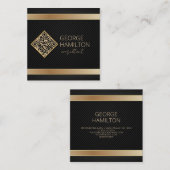 QR-code Goud Modern Profiel Vierkante Visitekaartje (Voorkant / Achterkant)