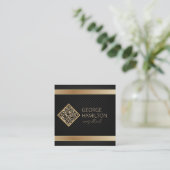 QR-code Goud Modern Profiel Vierkante Visitekaartje (Staand voorkant)