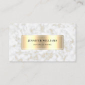 QR Code Goud Wit Marmer Elegant & Modern Visitekaartje (Voorkant)