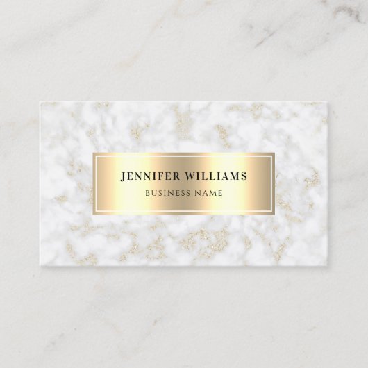 QR Code Goud Wit Marmer Elegant & Modern Visitekaartje (Voorkant)