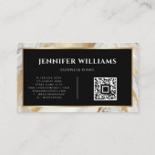 QR Code Goud Wit Marmeren Fotograaf Modern Visitekaartje (Achterkant)