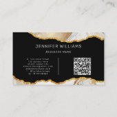 QR Code Goud Witte Marmer Agaat Elegant Visitekaartje (Achterkant)