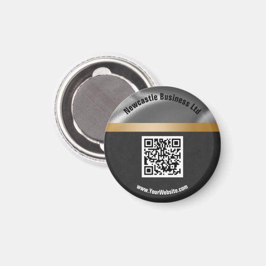 QR Code Goud Zilver Zwart Suede Promoting Business Magneet (Voorkant / Achterkant)