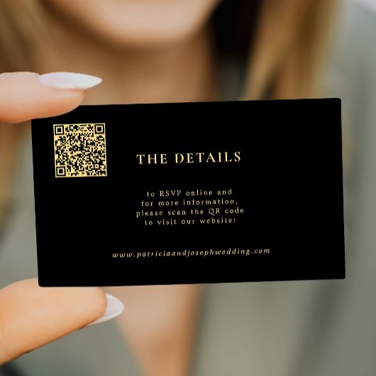 QR code goud zwart bruiloft website gastengegevens Informatiekaartje