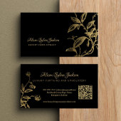 QR code goud zwart Elegant  botanisch Visitekaartje