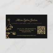 QR code goud zwart Elegant  botanisch Visitekaartje (Achterkant)