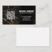 QR-code | Goud Zwart Marmer Visitekaartje (Voorkant / Achterkant)