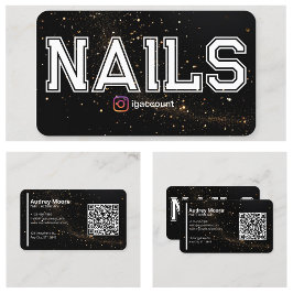 QR Code Goud Zwart Professionele Nagelstyliste Visitekaartje