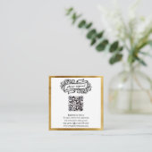 QR Code Goud Zwart Wit Feest RSVP Informatiekaartje (Staand voorkant)