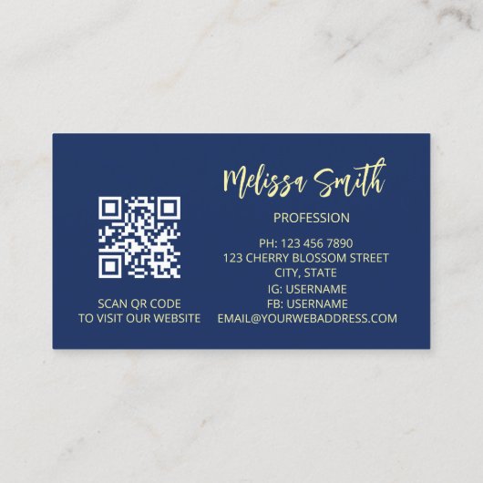 QR-code | Goudboomschildpad blauw Visitekaartje (Achterkant)