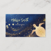 QR-code | Goudboomschildpad blauw Visitekaartje (Voorkant)