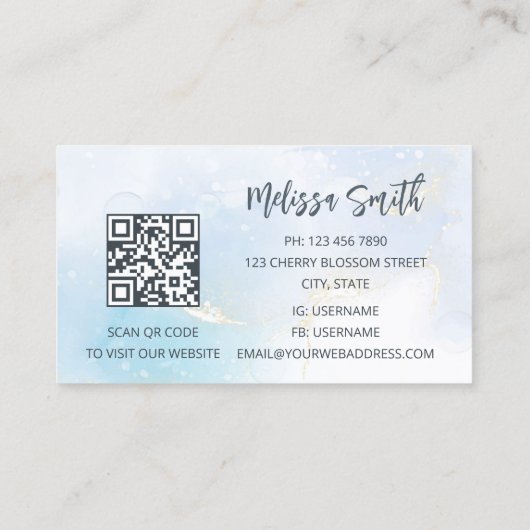 QR-code | Goudboomschildpad blauw Visitekaartje (Achterkant)