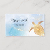 QR-code | Goudboomschildpad blauw Visitekaartje (Voorkant)