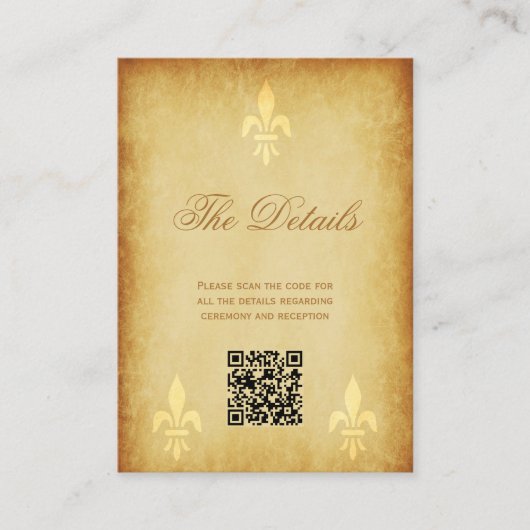 QR CODE  goudbruinkeizersnede de lis bruiloft Informatiekaartje (Voorkant)