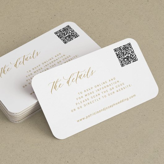 QR CODE goudelegant bruiloft: details Informatiekaartje