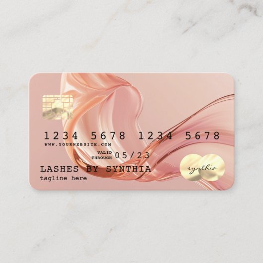 QR Code Gouden Blush Moderne Credit Kaart Stijl Visitekaartje (Voorkant)