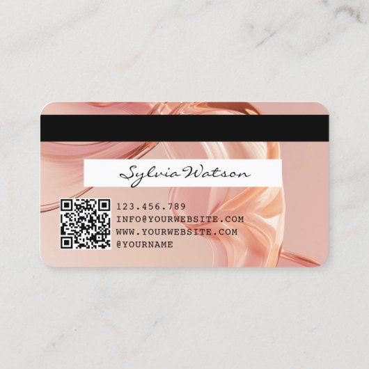 QR Code Gouden Blush Moderne Credit Kaart Stijl Visitekaartje (Achterkant)