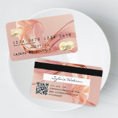 QR Code Gouden Blush Moderne Credit Kaart Stijl Visitekaartje