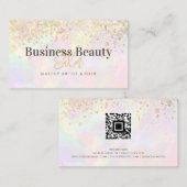 QR Code Gouden Glitter Holografische Blush Roze Sc Visitekaartje (Voorkant / Achterkant)