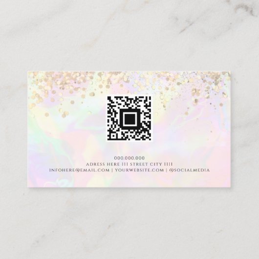 QR Code Gouden Glitter Holografische Blush Roze Sc Visitekaartje (Achterkant)