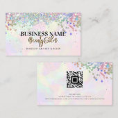 QR Code Gouden Glitter Holografische Gouden Roze S Visitekaartje (Voorkant / Achterkant)