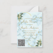 QR Code Gouden Marmeren Baby Shower Uitnodigingen (Voorkant)