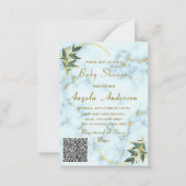 QR Code Gouden Marmeren Baby Shower Uitnodigingen (Voorkant)
