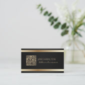 QR-code gouden moderne profiel visitekaartje (Staand voorkant)