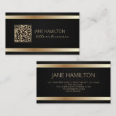 QR-code gouden moderne profiel visitekaartje (Voorkant / Achterkant)