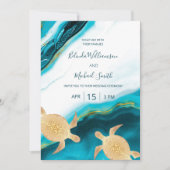 QR-code | Gouden Schildpadden Blauwgroen Ink Agaat Kaart (Voorkant)