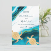 QR-code | Gouden Schildpadden Blauwgroen Ink Agaat Kaart (Staand voorkant)