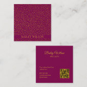 QR code gouden stippen patroon modern Vierkante Visitekaartje (Voorkant / Achterkant)
