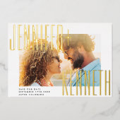 QR CODE GOUDEN VETTE NAMEN FOTO BEWAAR DE DATUM FOLIE UITNODIGING (Voorkant)