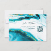 QR-code | Gouden Zeeen Turtles Turquoise Beach Wed RSVP Kaartje (Achterkant)